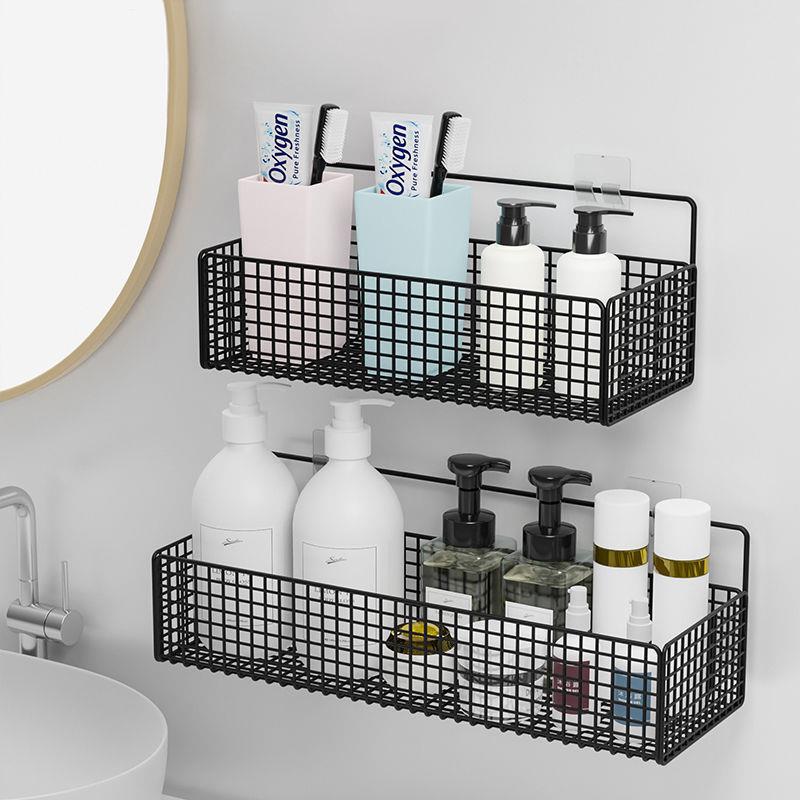 Black Wall-mounted Bathroom Shelves (No-Drill) - Living Simply House