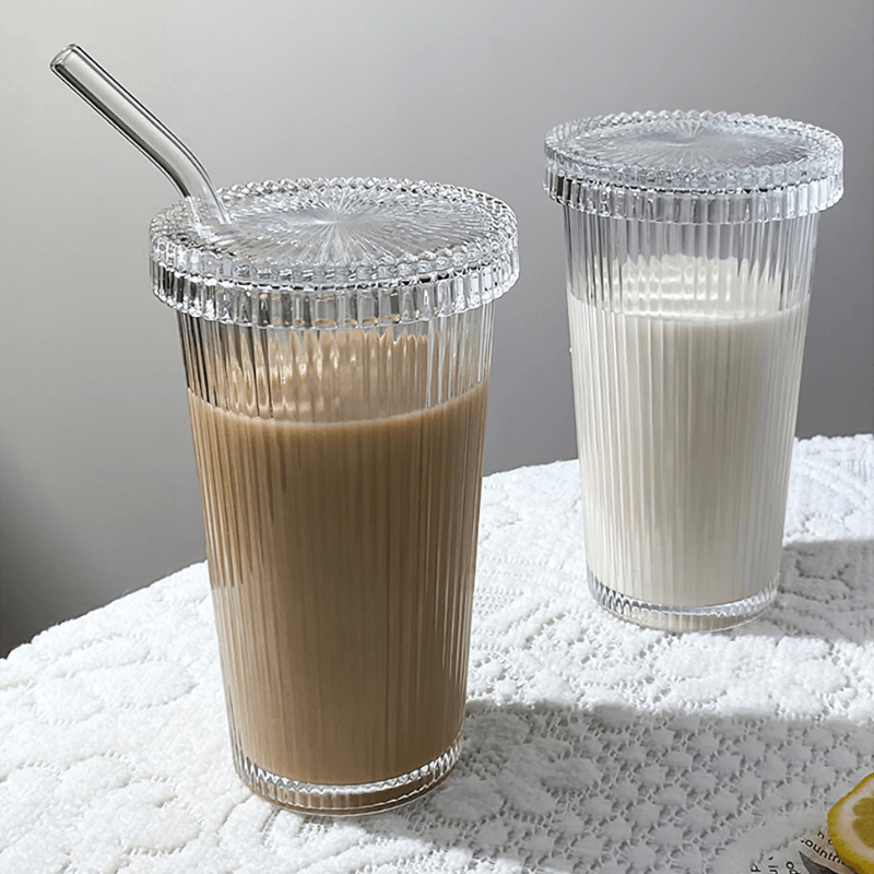 Glass Cup, Large Capacity, New Household Straw Cup With Cover