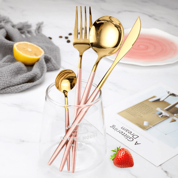 Cutlery 4Pcs Two-Tone Cutlery Set - Living Simply House