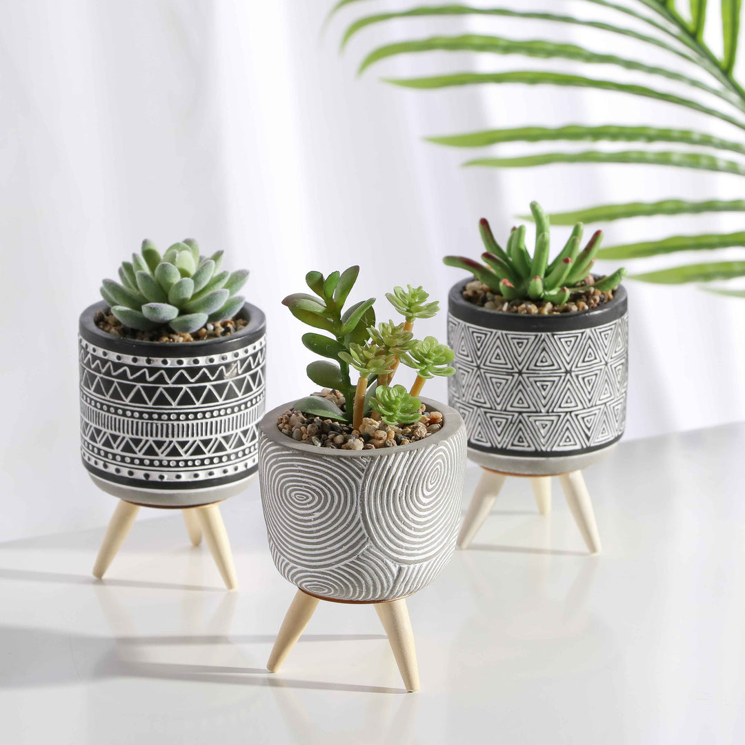 Planters Artificial Succulent Plant Pots (3Pc) - Living Simply House