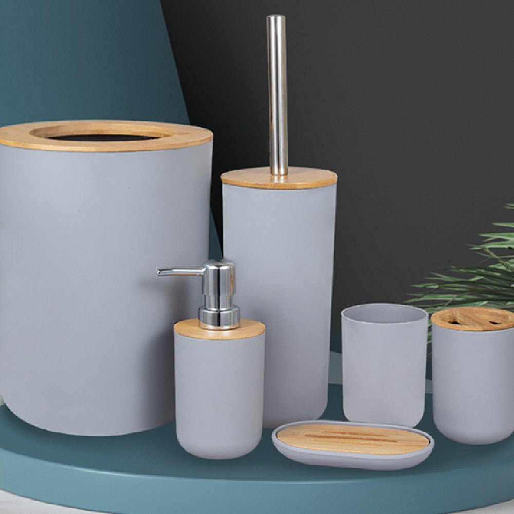 Bathroom Accessories Bamboo Bathroom Set (6Pc) - Living Simply House