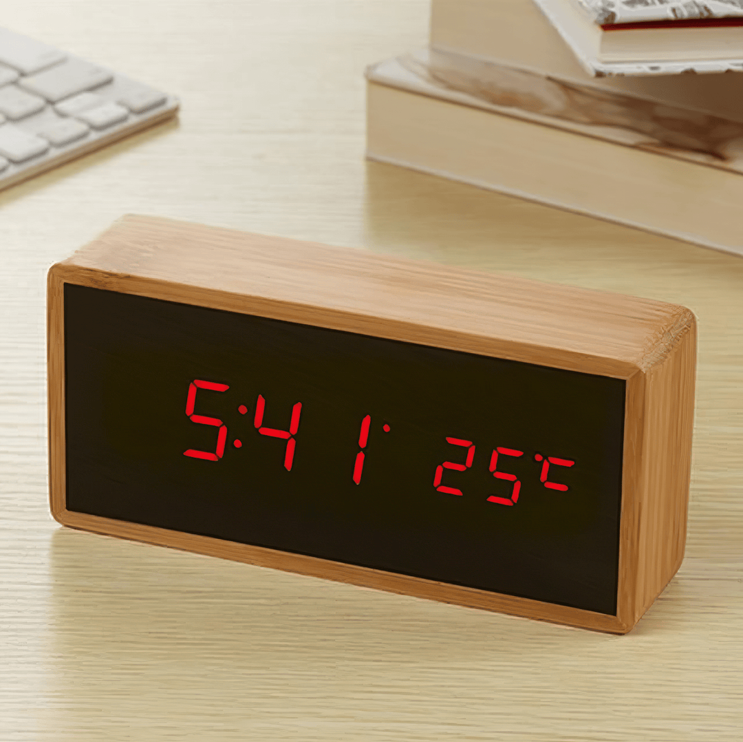 Electronics Bamboo LED Alarm Clock - Living Simply House