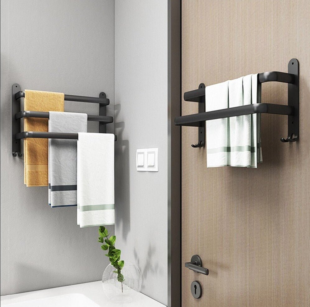 Bathroom Accessories Black Metal Bathroom Towel Rail - Living Simply House
