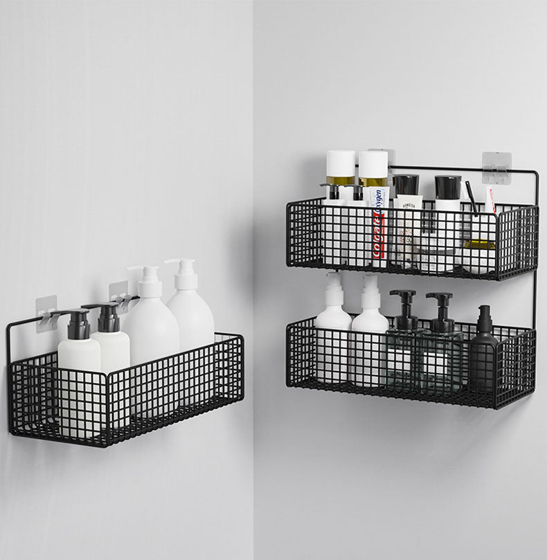 Shelving Black Wall-mounted Bathroom Shelves (No-Drill) - Living Simply House