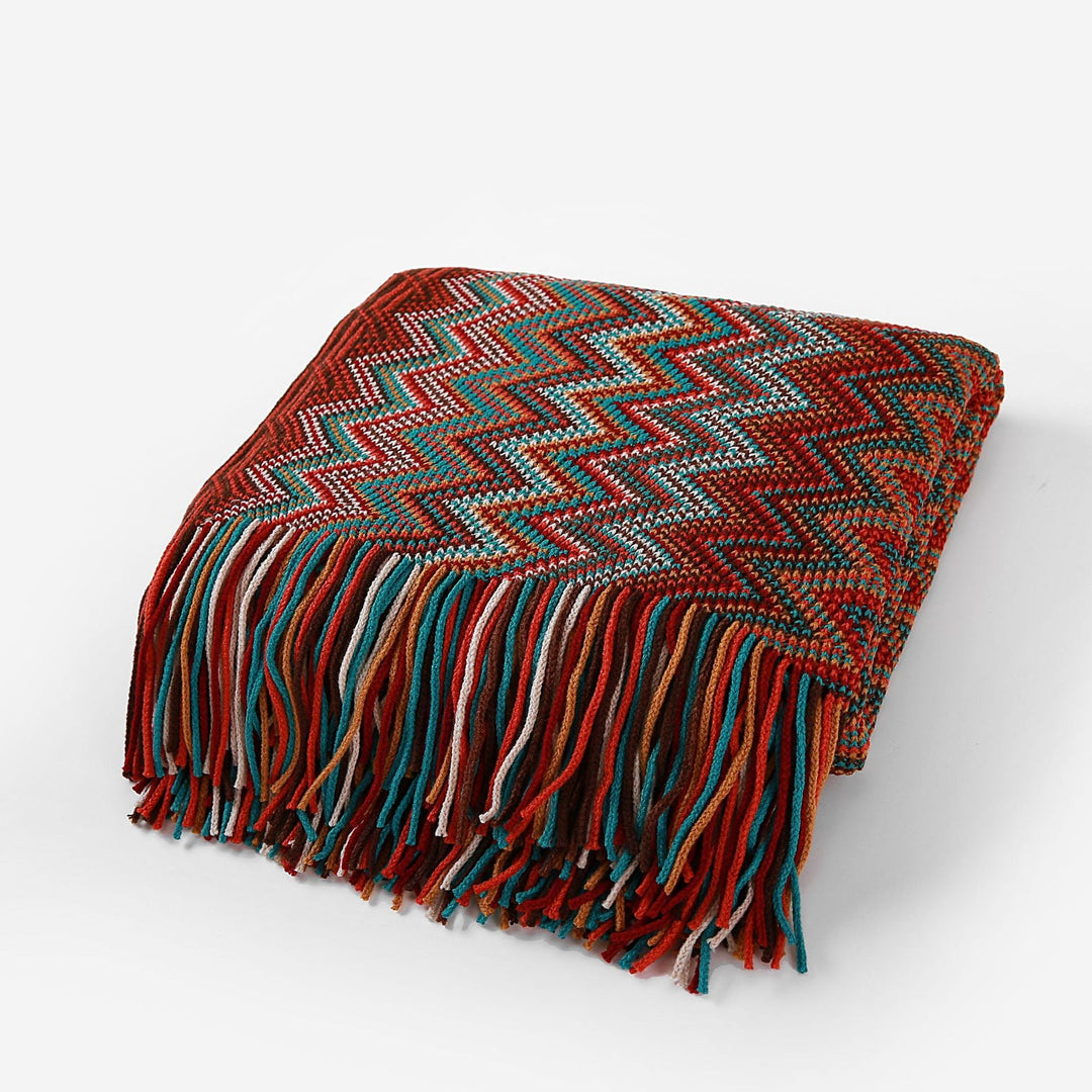 Blankets and Throws Bohemian Knitted Striped Blanket - Living Simply House