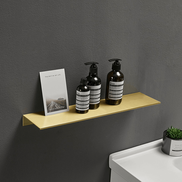 Shelving Brushed Aluminum Bathroom Shelves - Living Simply House