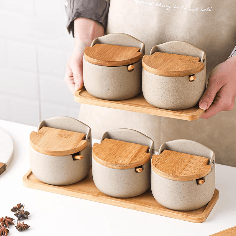 Kitchen Ceramic Seasoning Jar Set - Living Simply House