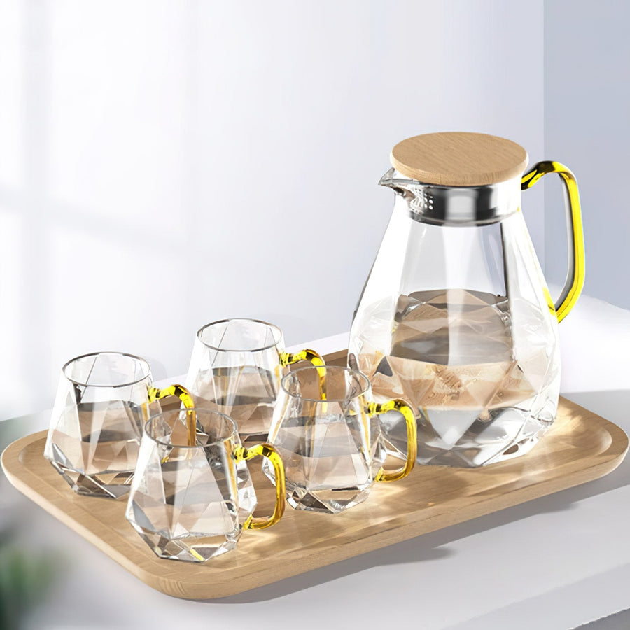 Drinksware Diamond Pattern Heatproof Glass Jug/Cups - Living Simply House