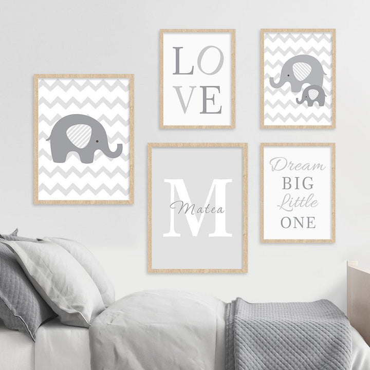 Children's Elephant Wall Prints - Living Simply House