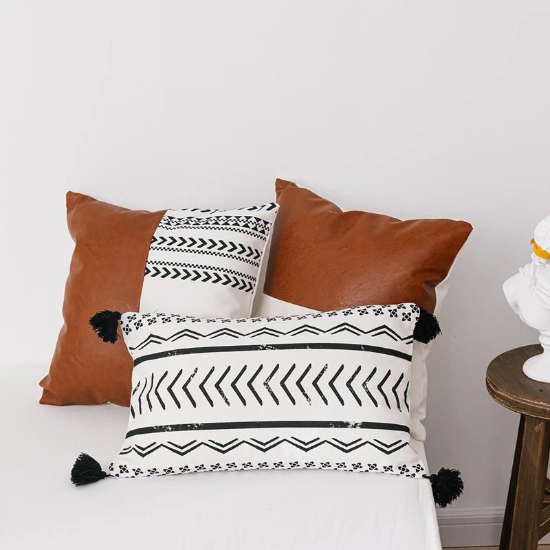 Cushions Faux Leather Chevron Cushions - Living Simply House