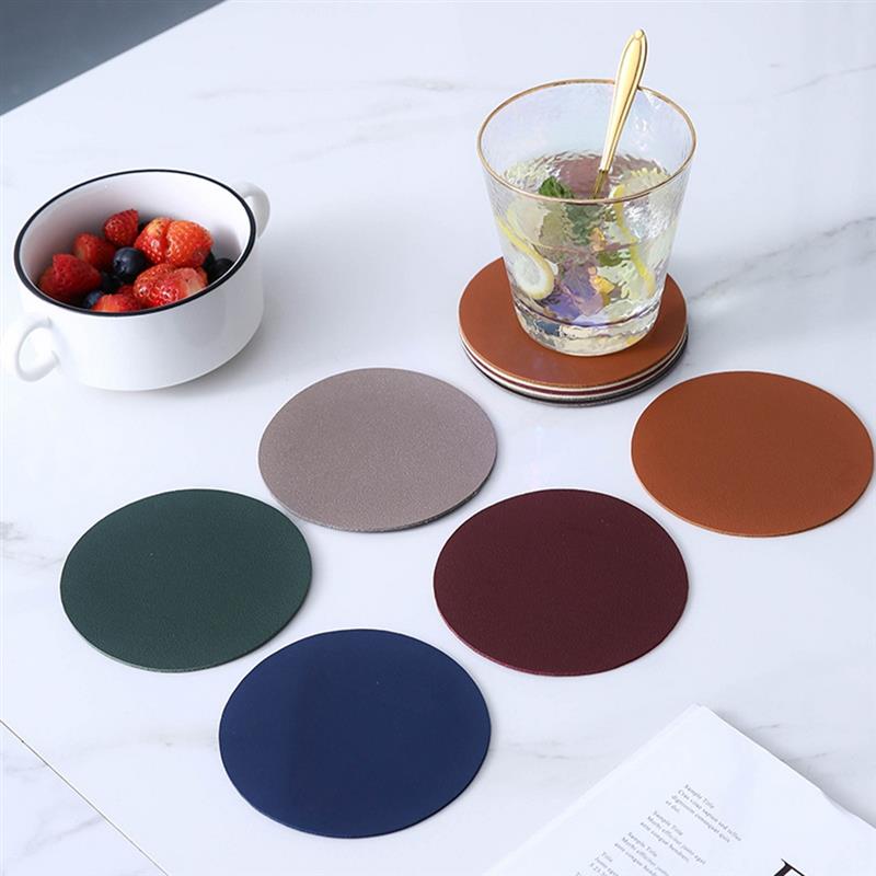 Coasters Faux Leather Coasters (6pc) - Living Simply House