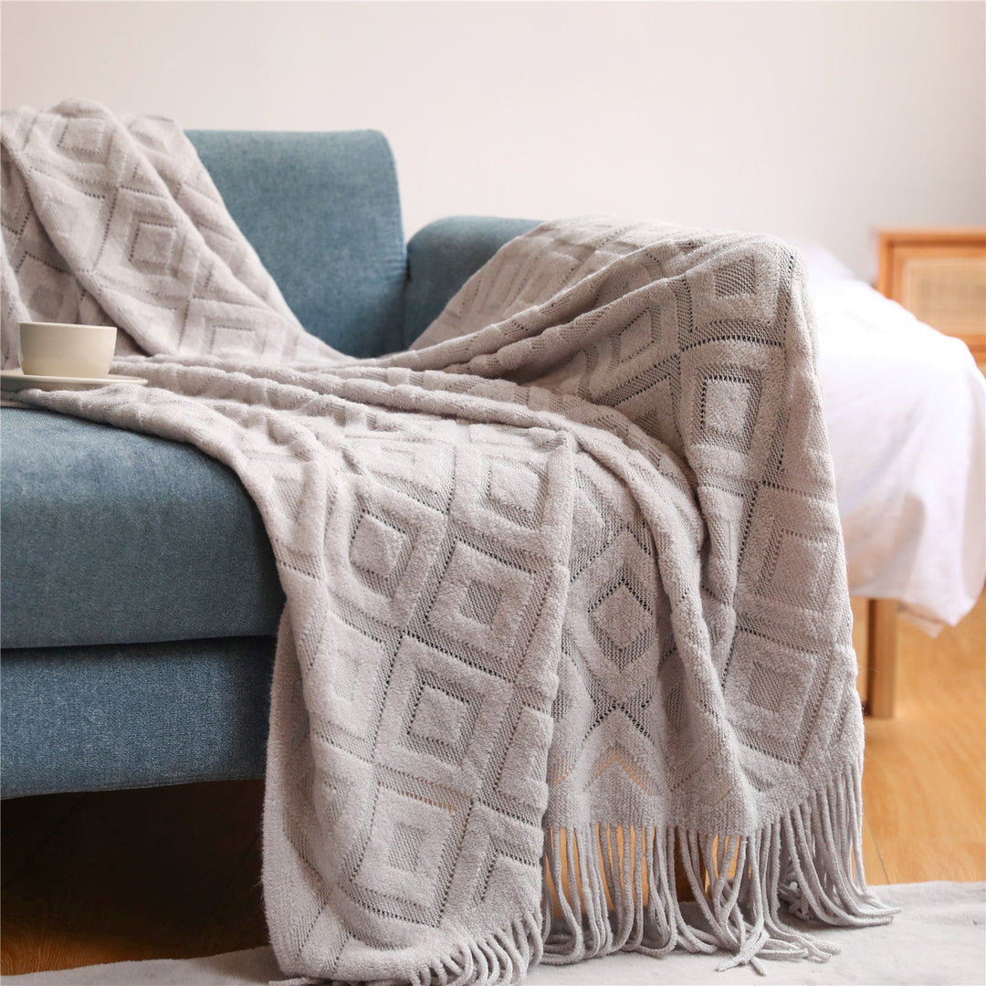 Blankets and Throws Geometric Knitted Blanket - Living Simply House