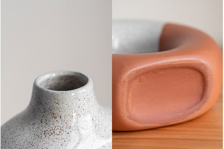 Vase Glazed Ceramic Donut Vase - Living Simply House