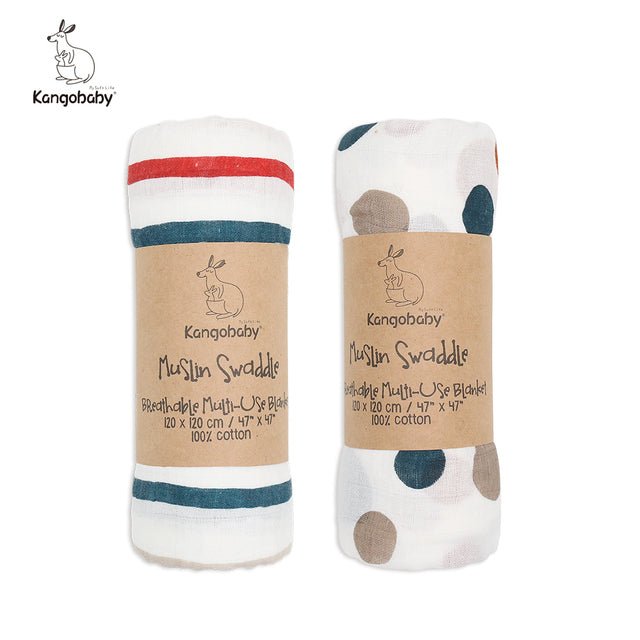 Children's Kangobaby 100% Cotton Muslin Swaddle (2pk) - Living Simply House