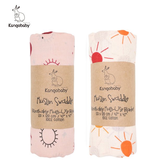 Children's Kangobaby 100% Cotton Muslin Swaddle (2pk) - Living Simply House
