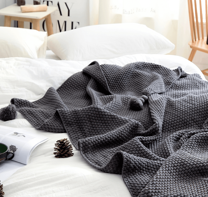 Blankets and Throws Nordic Knitted Tassel Blanket - Living Simply House