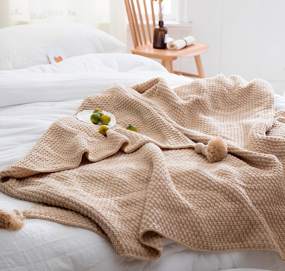 Blankets and Throws Nordic Knitted Tassel Blanket - Living Simply House