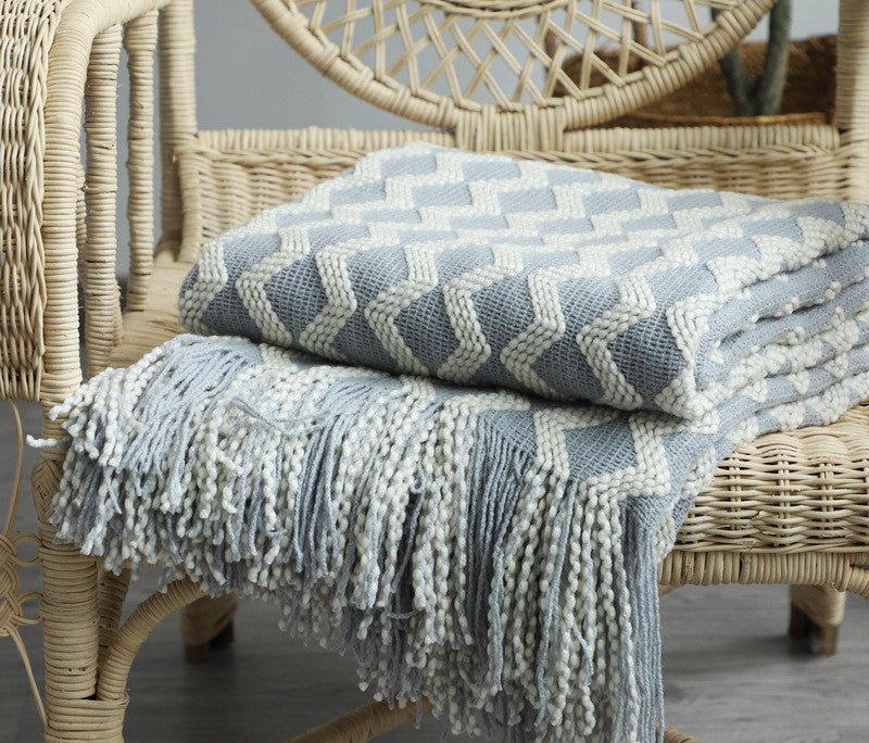 Blankets and Throws Nordic Two-Tone Knitted Blanket - Living Simply House