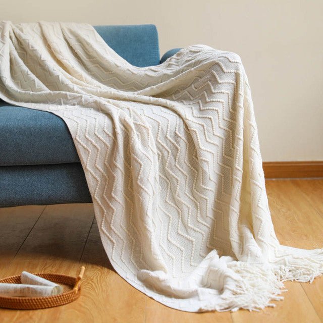 Blankets and Throws Nordic Zigzag Knitted Blanket - Living Simply House
