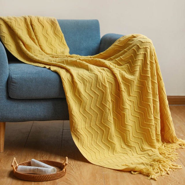 Blankets and Throws Nordic Zigzag Knitted Blanket - Living Simply House