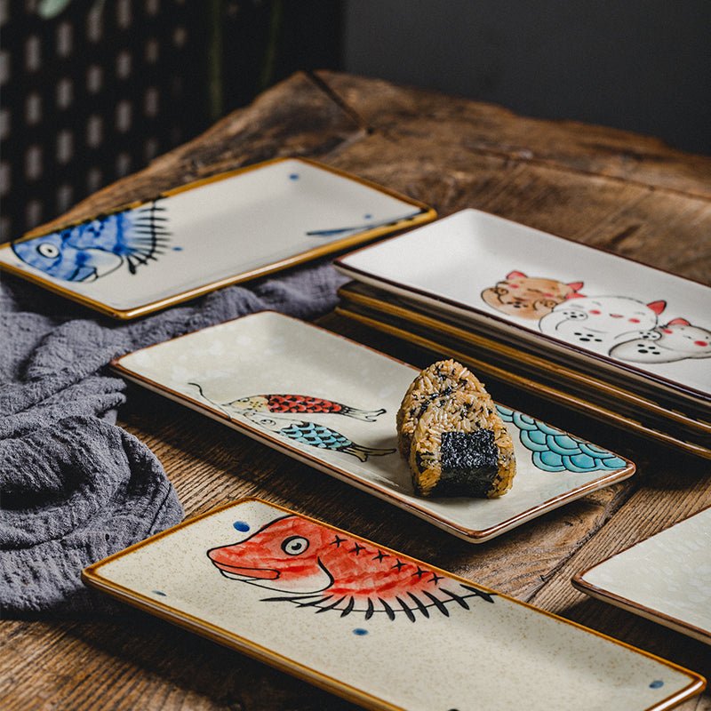 Crockery Painted Ceramic Sushi Plates - Living Simply House