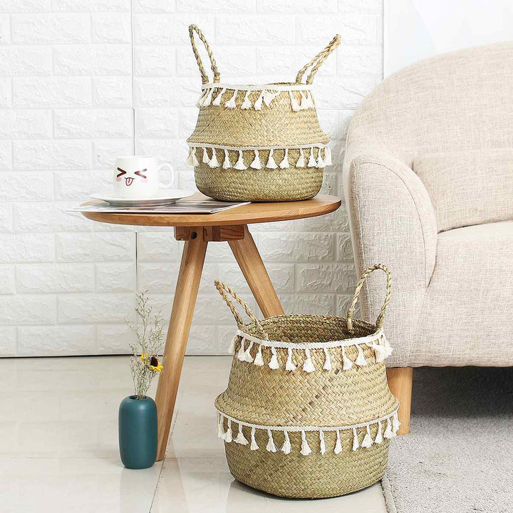 Accessories Seagrass Storage Basket with Handles - Living Simply House