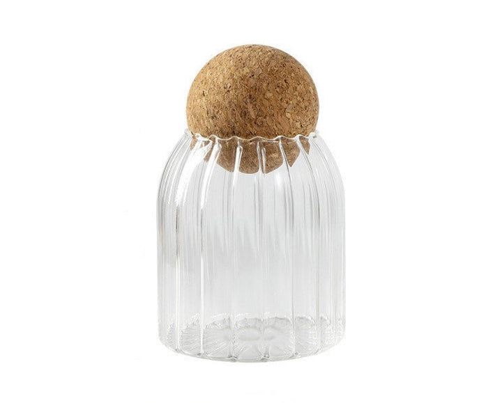 Kitchen Striped Cork Sealed Glass Jars - Living Simply House