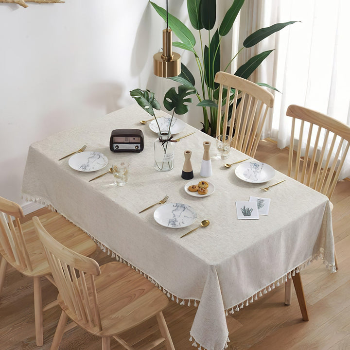 Tablecloth Tasselled Cotton Tablecloth - Living Simply House
