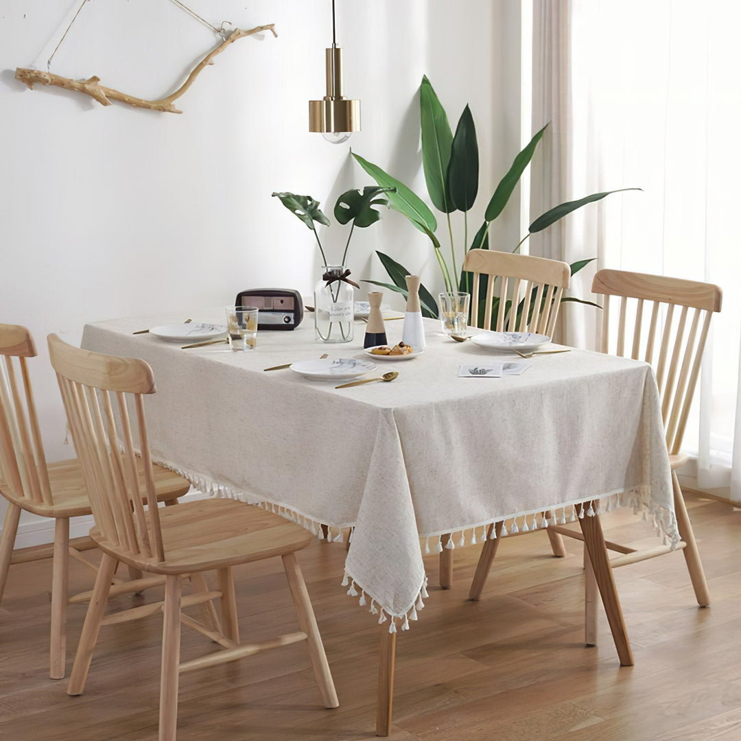 Tablecloth Tasselled Cotton Tablecloth - Living Simply House