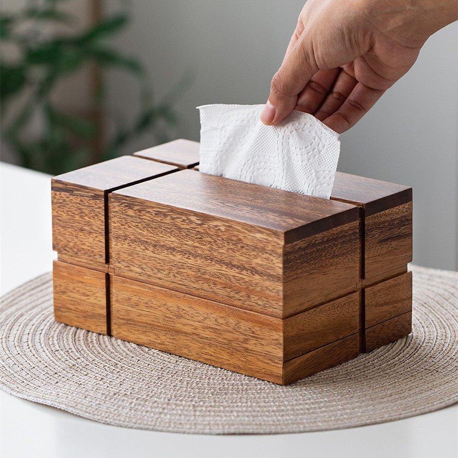 Black Walnut Wood Tissue Box Modern Art Handmade Coffee Table