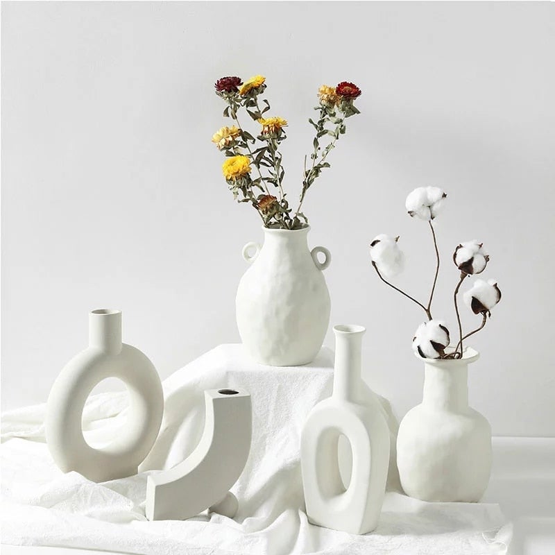 Vase White Ceramic Vase - Living Simply House